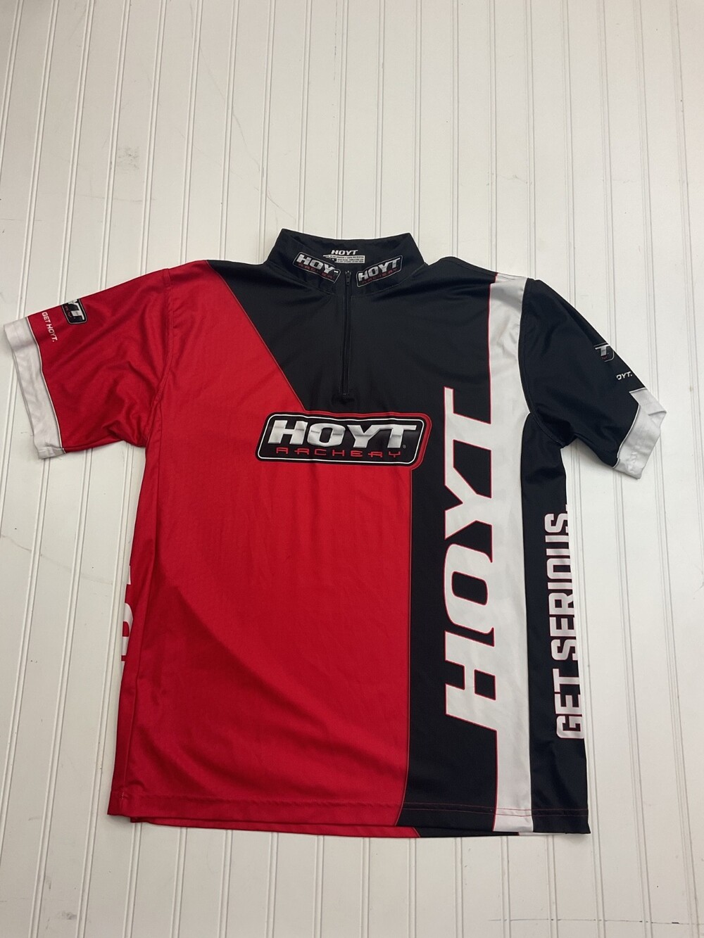 Hoyt Archery Team Shooter Jersey Red/Black 1/4 Zip Performance Polo Men's M